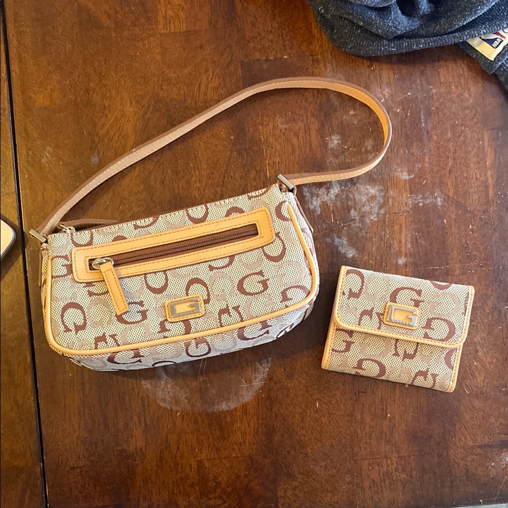 NWOT Guess Monogram Mini Shoulder Bag with Wallet